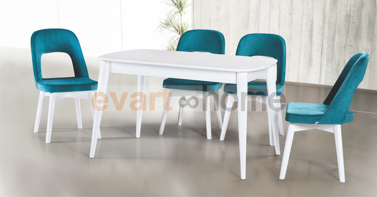 1407 Retro Ayak Yemek Masası & Sandalye Takımı/Beyaz