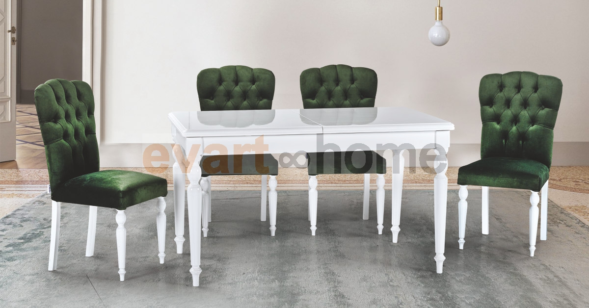 1456 Yemek Masası & Sandalye Takımı/Beyaz