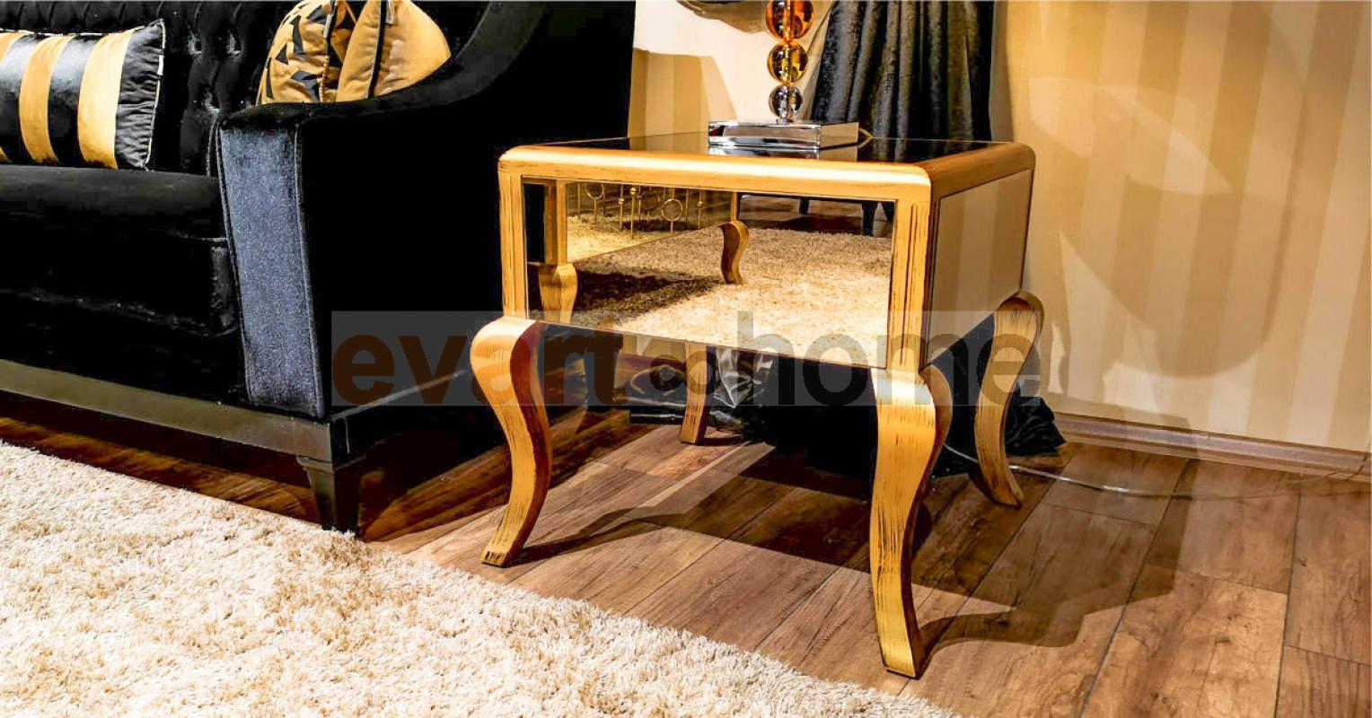 Lal Bronz Aynalı Yan Sehpa 